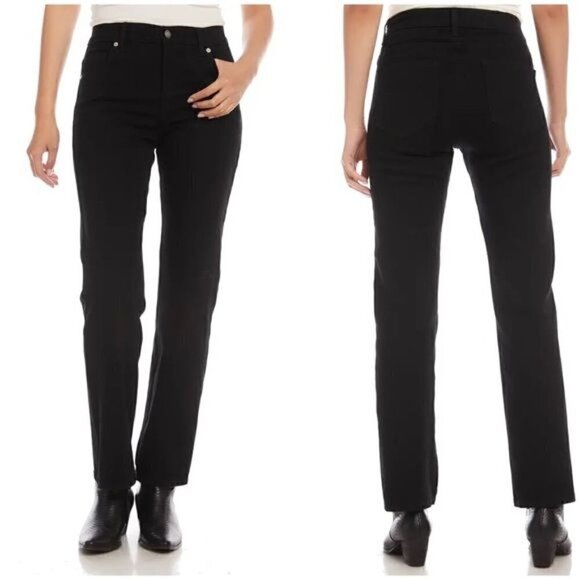 New Karen Kane Classic Straight Leg Jeans High Rise Black Sz 14 - Picture 1 of 11